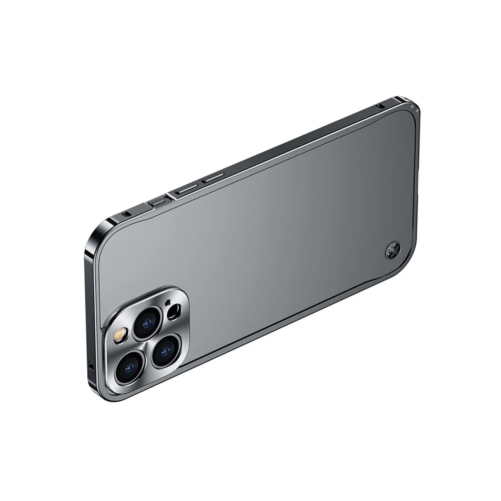 For iPhone 12 6.1 inch Scratch-proof Matte Phone Case Hard PC Metal Frame Hybrid Transparent Protective Cover with Magnetic Wireless Charging - Black - 3