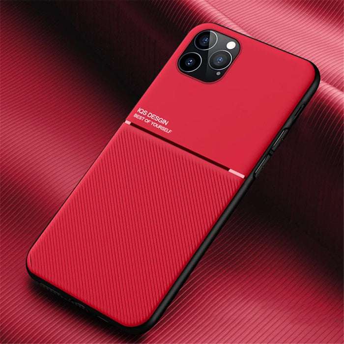 Imprinted TPU + PU Leather Coated Phone Case Shockproof Protector for iPhone 12 Pro Max 6.7 inch - Red - 2