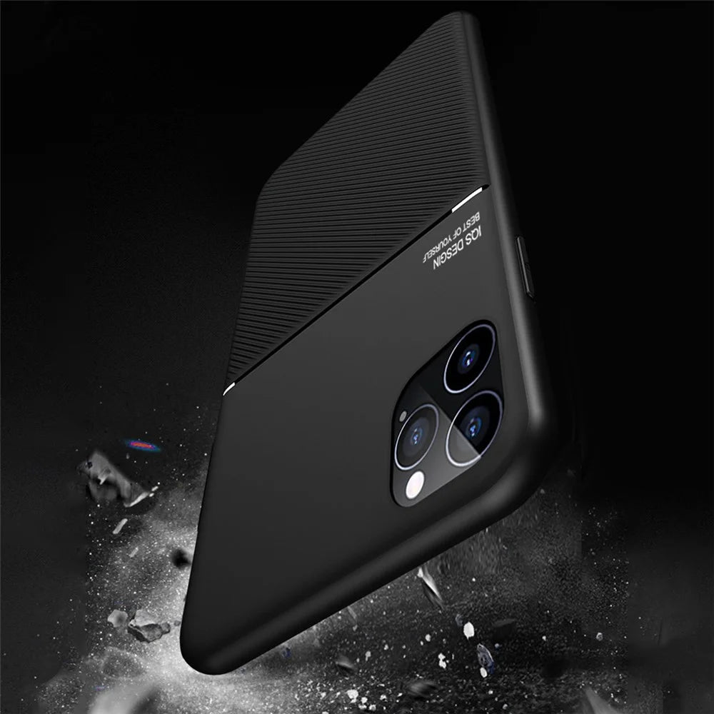 For iPhone 13 mini 5.4 inch Precise Cutout Textured Anti-fall TPU + PU Leather Phone Case with Built-in Magnetic Metal Sheet - Black - 4