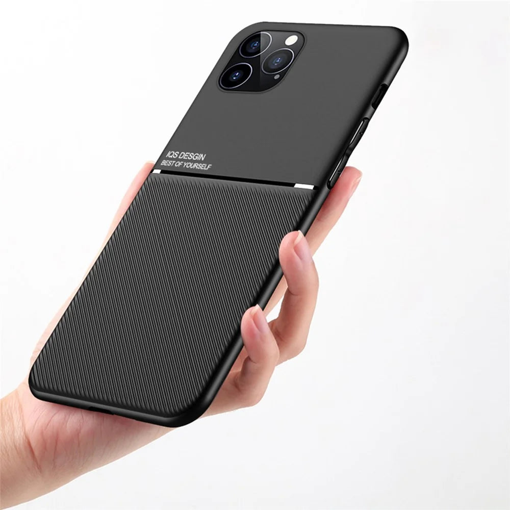 For iPhone 13 mini 5.4 inch Precise Cutout Textured Anti-fall TPU + PU Leather Phone Case with Built-in Magnetic Metal Sheet - Black - 7
