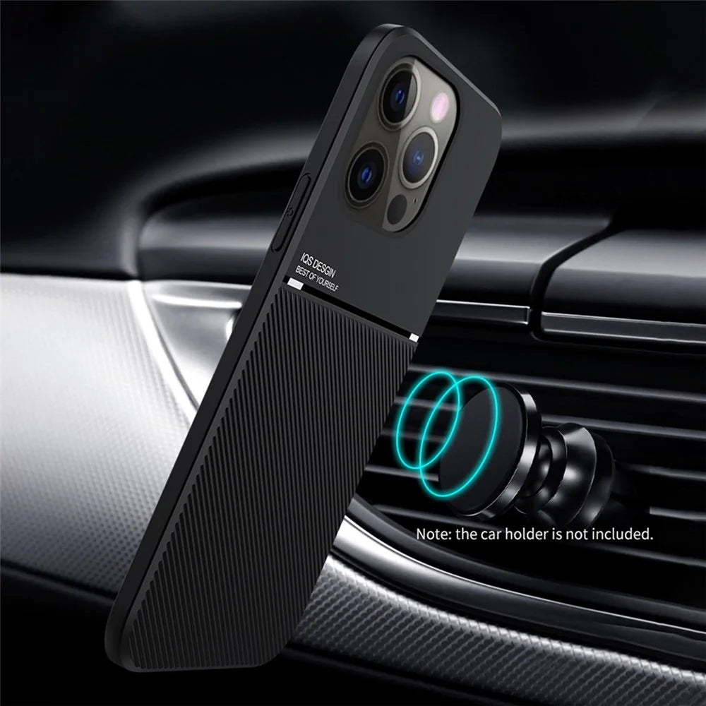 For iPhone 13 Pro 6.1 inch Textured Anti-drop TPU + PU Leather Precise Cutout Phone Case with Built-in Magnetic Metal Sheet - Red - 3