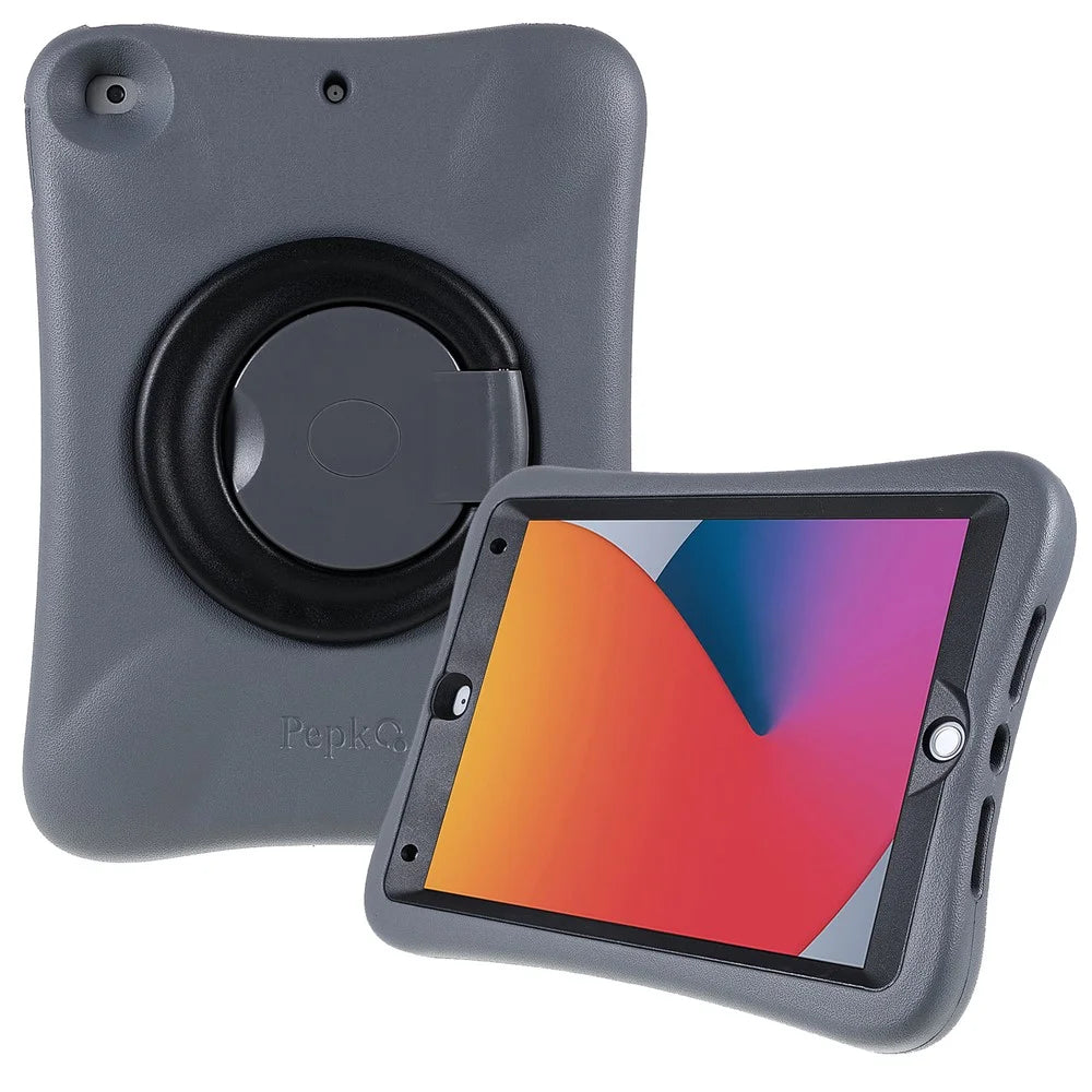 PEPKOO 360 Degree Rotation Kickstand Enhanced Frame EVA Tablet Case Cover for iPad 10.2 (2021) - Black - 1