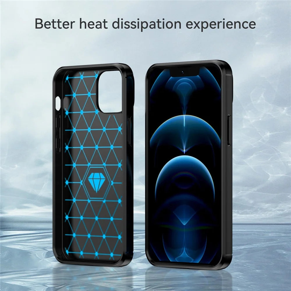 1.8mm Flexible TPU Anti-Scratch Carbon Fiber Brushed Protective Cover Phone Back Case for iPhone 13 6.1 inch - Black - 4