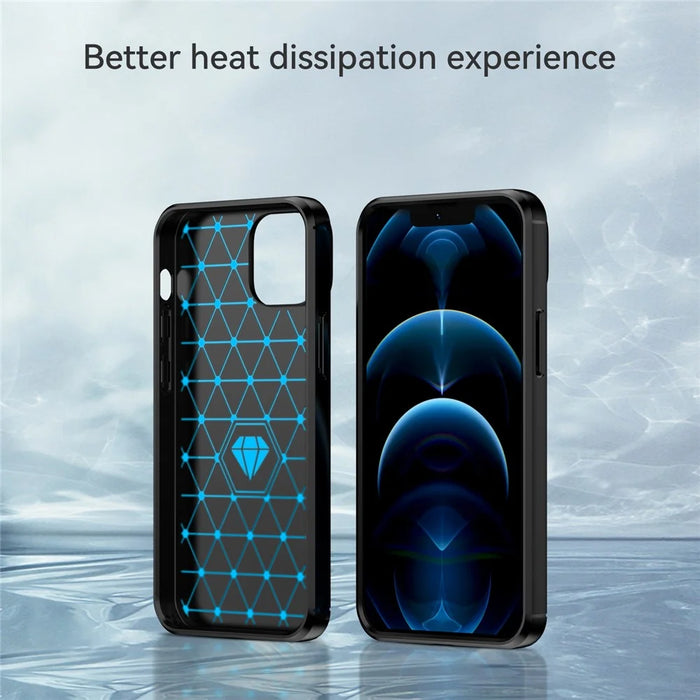 1.8mm Carbon Fiber Brushed Texture Flexible TPU Phone Back Case Protective Cover for iPhone 13 mini 5.4 inch - Black - 4