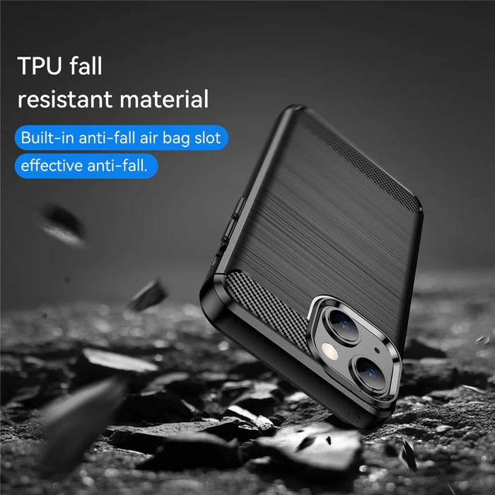1.8mm Carbon Fiber Brushed Texture Flexible TPU Phone Back Case Protective Cover for iPhone 13 mini 5.4 inch - Black - 7