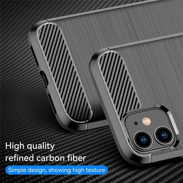 1.8mm Carbon Fiber Brushed Texture Impact Buffer TPU Back Case Mobile Phone Cover for iPhone 11 6.1 inch - Black - 2