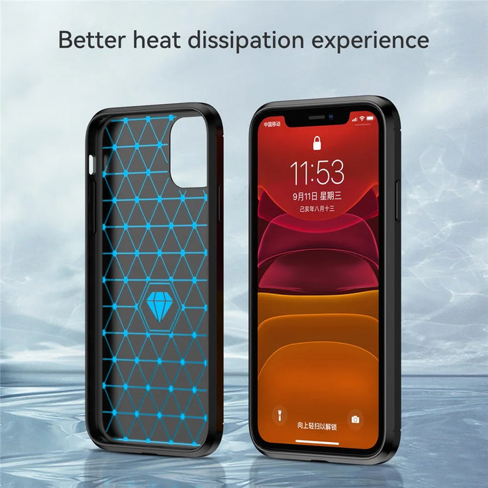 1.8mm Carbon Fiber Brushed Texture Impact Buffer TPU Back Case Mobile Phone Cover for iPhone 11 6.1 inch - Black - 4