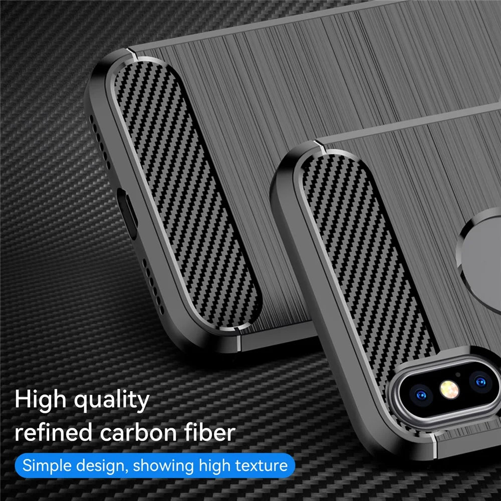 1.8mm Stylish Carbon Fiber Brushed Design Flexible TPU Anti-drop Mobile Phone Cover Case for iPhone XS Max 6.5 inch - Black - 2