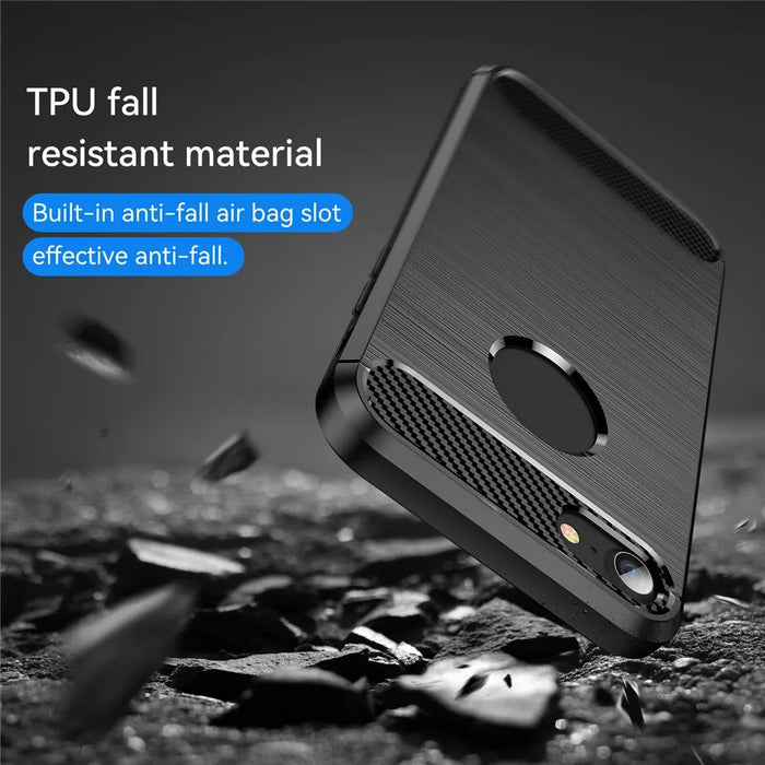 1.8mm Carbon Fiber Texture TPU Case Brushed Surface Phone Protective Cover for iPhone 8/7 - Black - 6