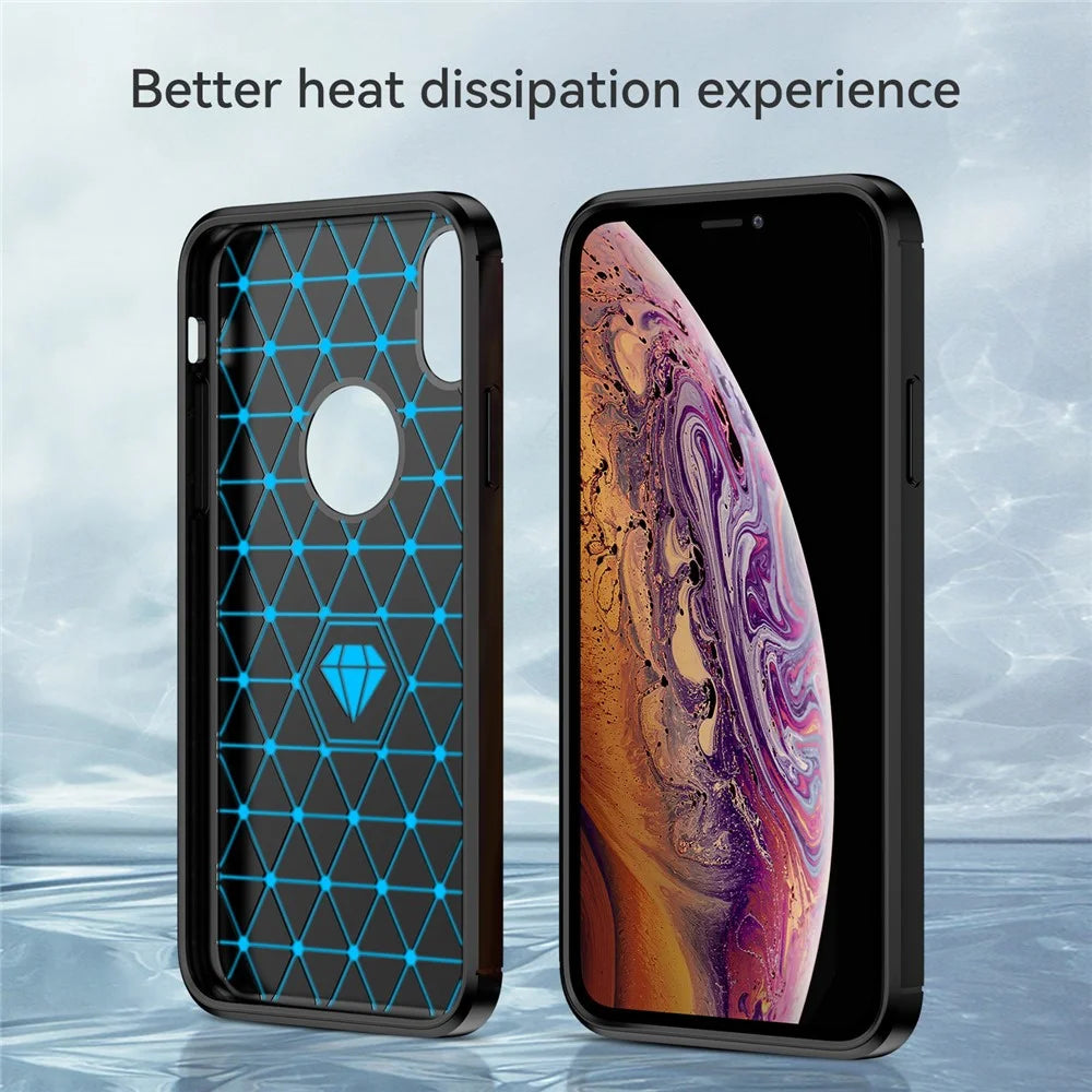1.8mm Brushed Surface TPU Back Case Carbon Fiber Texture Fall-Resistant Phone Protective Cover for iPhone X/XS 5.8 inch - Black - 5