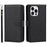 Detachable PU Leather Wallet Stand Case Non-slip Grip Phone Shell with Wrist Strap for iPhone 13 Pro 6.1 inch - Black - 1