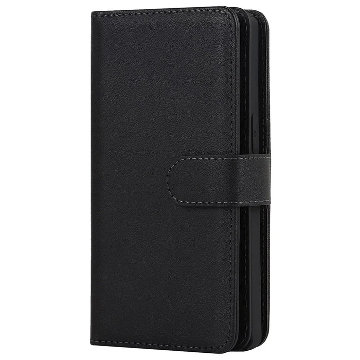 Detachable PU Leather Wallet Stand Case Non-slip Grip Phone Shell with Wrist Strap for iPhone 13 Pro 6.1 inch - Black - 2