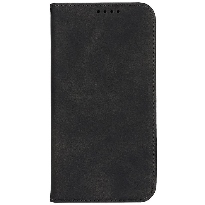 PU Leather Skin-touch Feeling Auto-absorbed Phone Case Shell with Wallet Stand for iPhone 13 6.1 inch - Black - 2