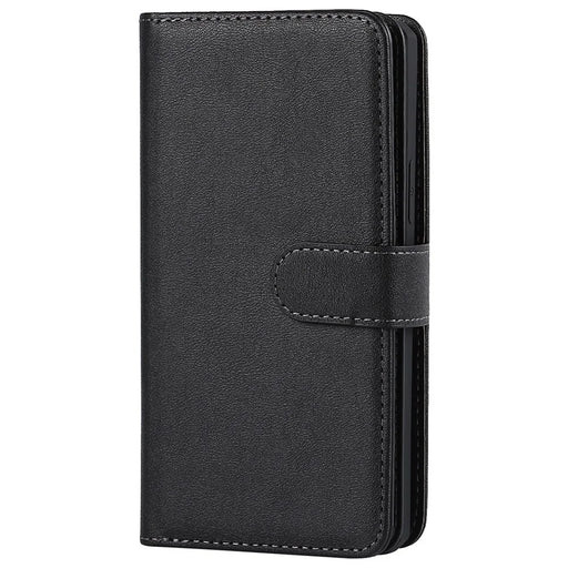 Fall-proof Detachable PU Leather Wallet Stand Phone Case Shell with Wrist Strap for iPhone 13 6.1 inch - Black - 2