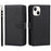 Shock Absorption Detachable PU Leather Wallet Stand Phone Case Shell with Wrist Strap for iPhone 13 mini 5.4 inch - Black - 1