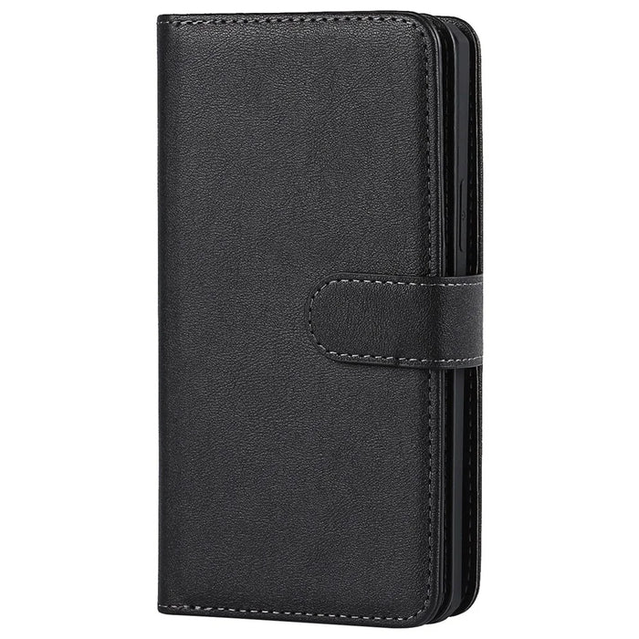 Shock Absorption Detachable PU Leather Wallet Stand Phone Case Shell with Wrist Strap for iPhone 13 mini 5.4 inch - Black - 2