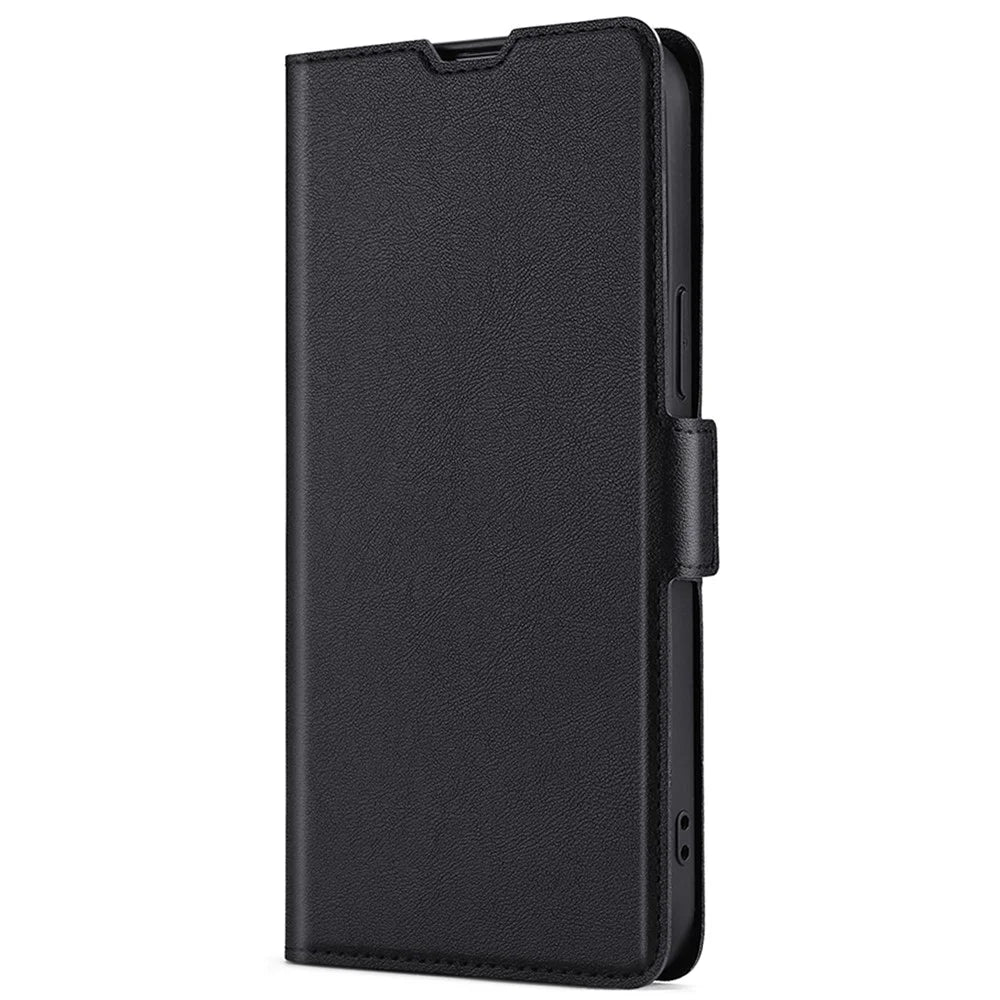 Ultra-thin Side Magnetic Clasp PU Leather Cover Phone Stand Case with Card Slot for iPhone SE (2022)/SE (2020)/8/7 2020 - Black - 2
