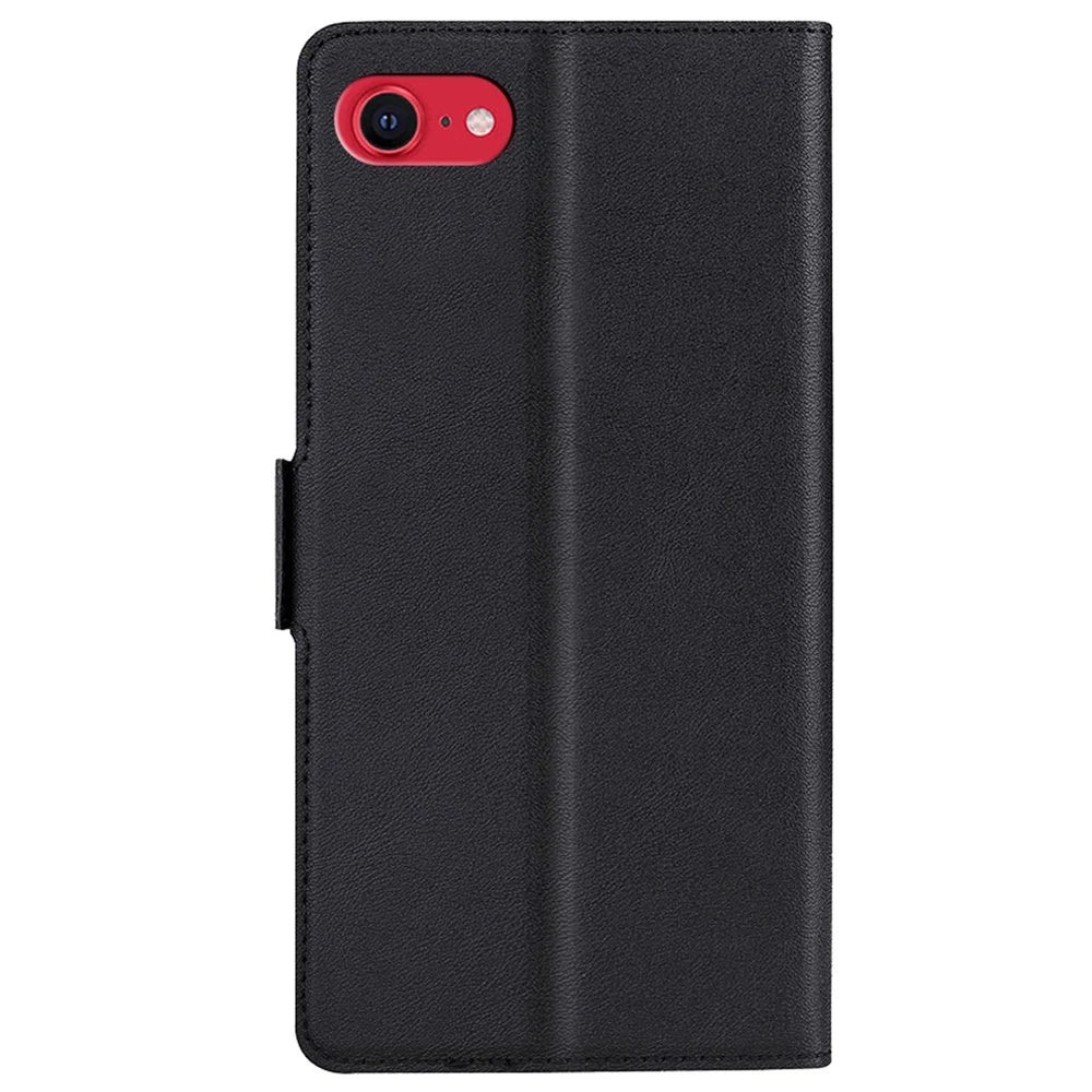 Ultra-thin Side Magnetic Clasp PU Leather Cover Phone Stand Case with Card Slot for iPhone SE (2022)/SE (2020)/8/7 2020 - Black - 3