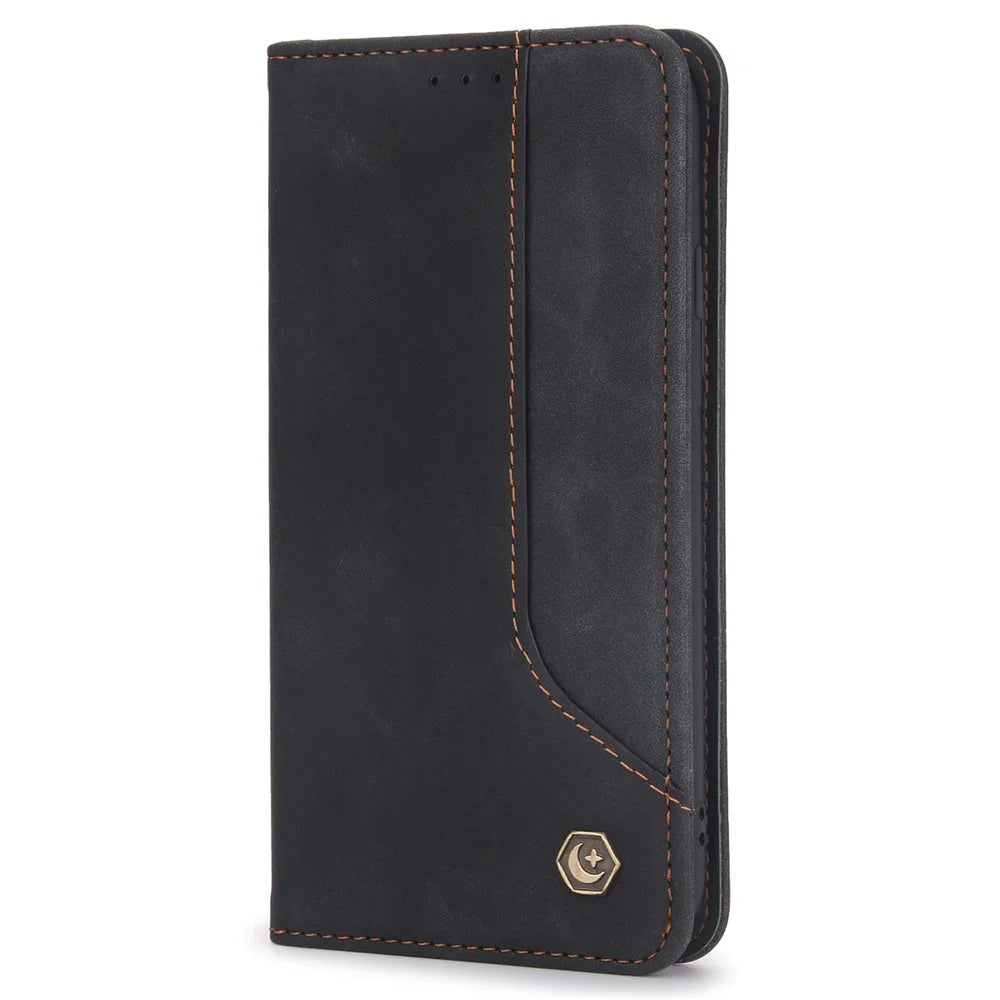 POLA 008 Series Full Protection Retro PU Leather Wallet Phone Case Flip Stand Auto Magnetic Closed Cover for iPhone SE (2022)/SE (2020)/8/7 - Black - 2