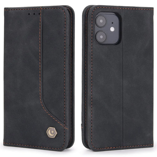 POLA 008 Series Retro Business Wallet Flip Leather Case Stand Magnetic Absorption Protective Cover for iPhone 11 6.1 inch - Black - 1