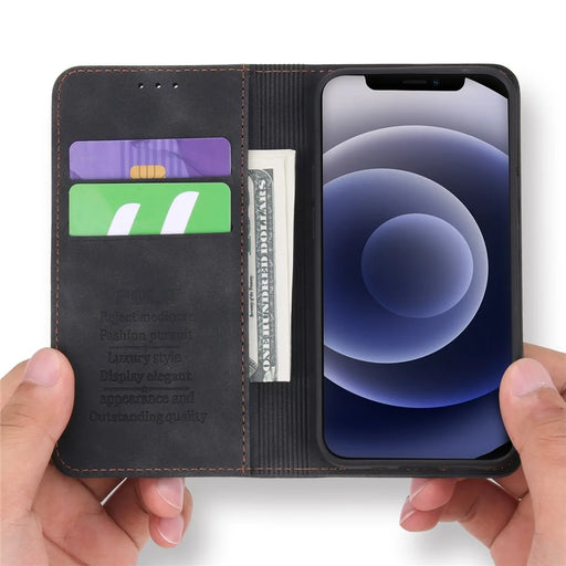 POLA 008 Series Retro Business Wallet Flip Leather Case Stand Magnetic Absorption Protective Cover for iPhone 11 6.1 inch - Black - 2
