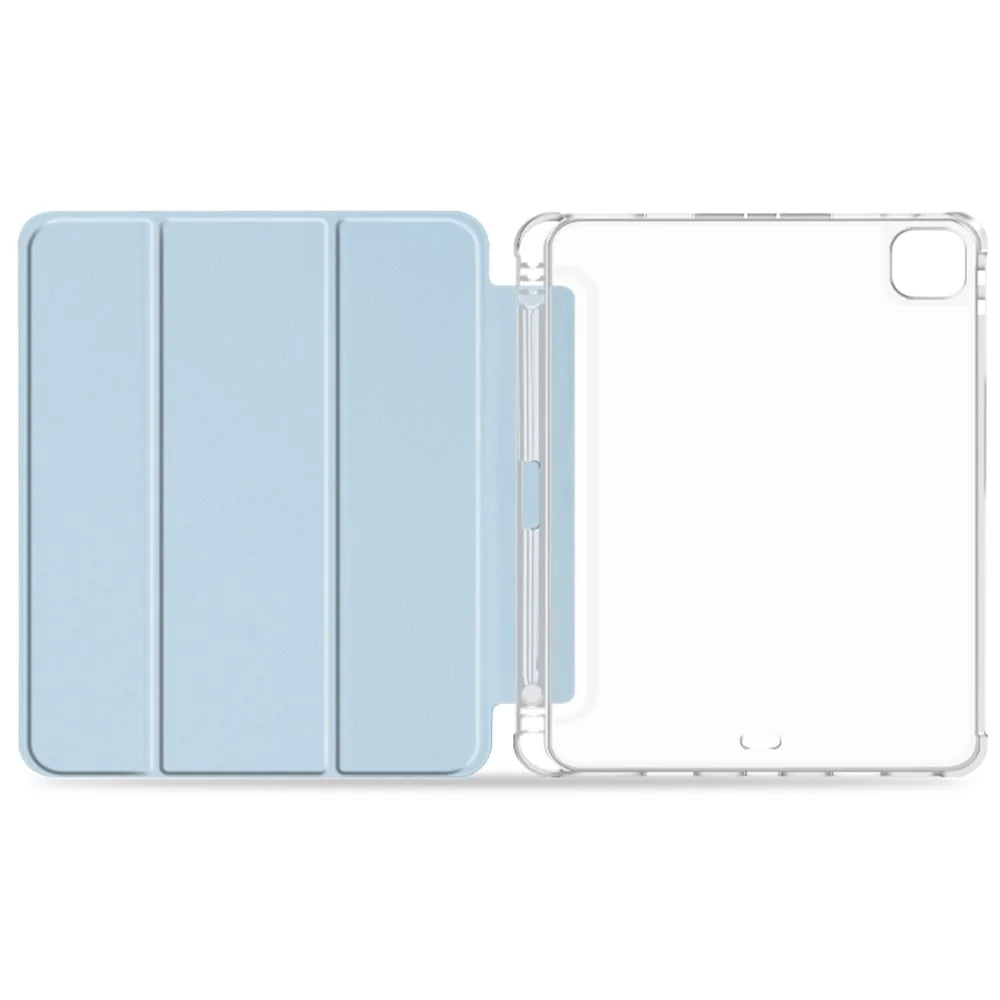 Anti-drop Trifold Stand Protective Cover Shockproof Transparent Tablet Case with Pencil Holder for iPad Pro 12.9-inch (2021) - Blue - 6