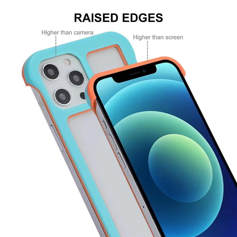 ENKAY HAT PRINCE For iPhone 12 Pro Max 6.7 inch Frameless Slim Phone Case with 9H Tempered Glass Screen Protector Heat Dissipation Phone Cover Drop Resistant Protective Shell - Blue - 5
