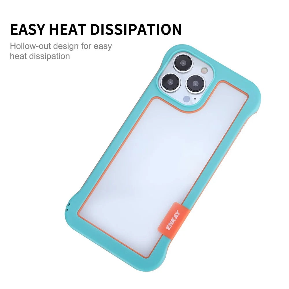 ENKAY HAT PRINCE For iPhone 13 Pro 6.1 inch Slim Phone Case Drop Resistance Cover Frameless Phone Protector - Blue - 3