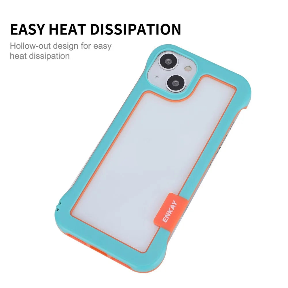ENKAY HAT PRINCE Slim Phone Case + 9H Tempered Glass Screen Protector for iPhone 13 6.1 inch Frameless Heat Dissipation Phone Shell Drop Resistance Protective Cover - Blue - 4
