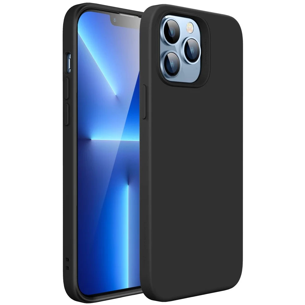 ESR Cloud Series Phone Case for iPhone 13 Pro 6.1 inch, Hard PC Soft Liquid Silicone Drop Protective Cover with Anti-Scratch Microfiber Lining - Black - 1
