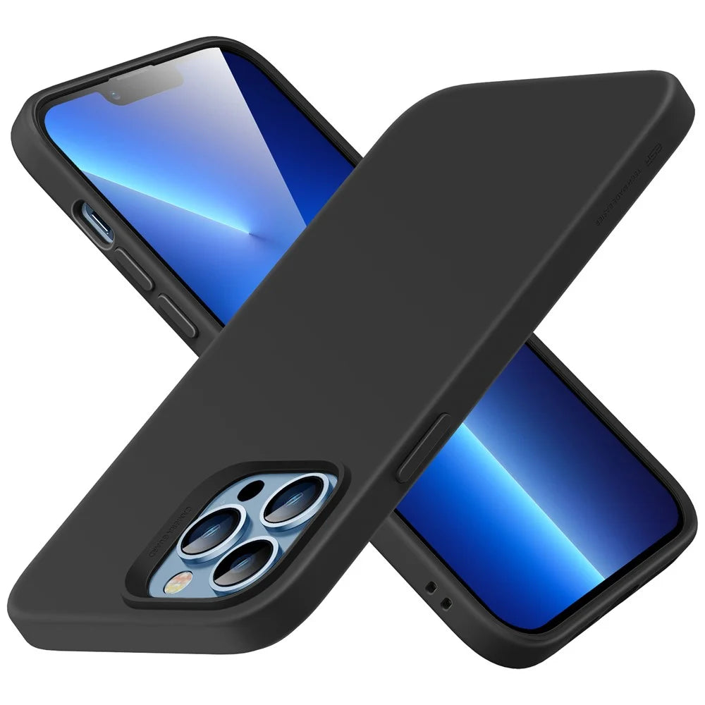 ESR Cloud Series Phone Case for iPhone 13 Pro 6.1 inch, Hard PC Soft Liquid Silicone Drop Protective Cover with Anti-Scratch Microfiber Lining - Black - 2
