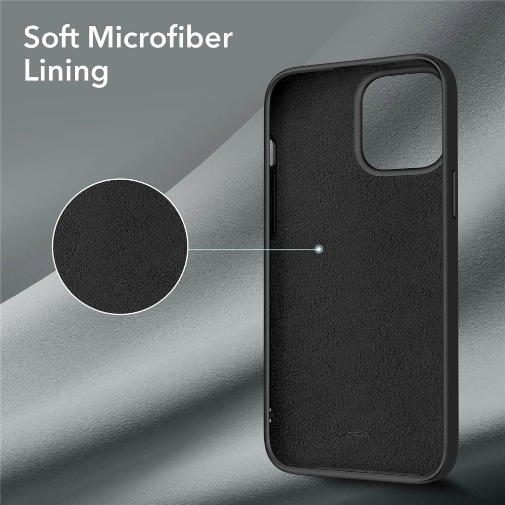 ESR Cloud Series Phone Case for iPhone 13 Pro 6.1 inch, Hard PC Soft Liquid Silicone Drop Protective Cover with Anti-Scratch Microfiber Lining - Black - 7