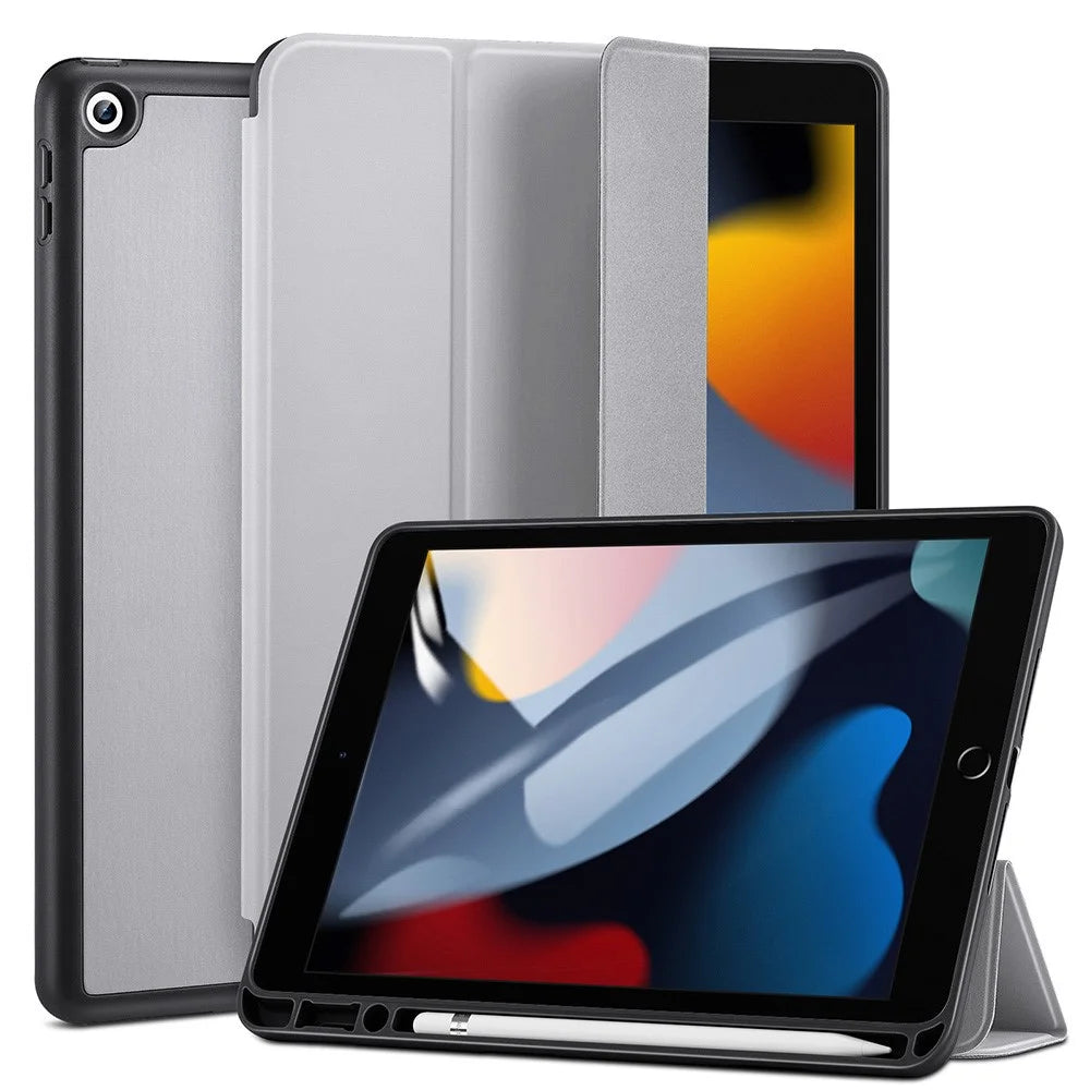 ESR Rebound Series Trifold Stand Smart Case for iPad 10.2 (2021)/(2020)/(2019), PU Leather+Soft TPU Back Shockproof Cover with Pen Holder - Silver Grey - 1
