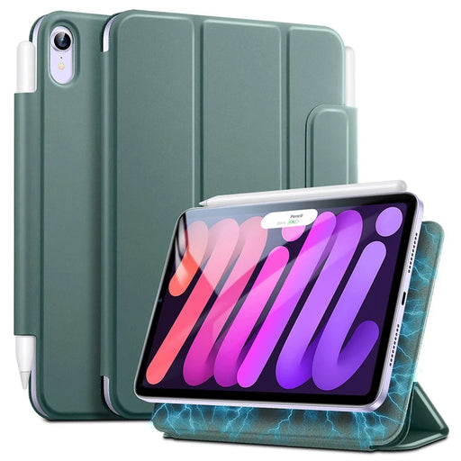 ESR Rebound Series for iPad mini (2024) / mini (2021) Tri-Fold Stand Double-Sided Magnet PU Leather Cover Case with Magnetic Clasp - Green - 1