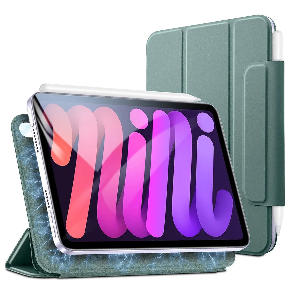 ESR Rebound Series for iPad mini (2024) / mini (2021) Tri-Fold Stand Double-Sided Magnet PU Leather Cover Case with Magnetic Clasp - Green - 2