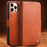 QIALINO For iPhone 12 mini 5.4 inch Magnetic Closure Genuine Leather Wallet Phone Case Stand Cover - Brown - 2