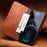 QIALINO For iPhone 12 mini 5.4 inch Magnetic Closure Genuine Leather Wallet Phone Case Stand Cover - Brown - 3