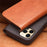QIALINO For iPhone 12 6.1 inch Foldable Stand Genuine Leather Wallet Phone Case Shell with Magnetic Clasp - Brown - 7