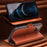 QIALINO For iPhone 12 Pro 6.1 inch Magnetic Clasp Genuine Leather Phone Case Wallet Stand Protective Cover - Brown - 5