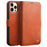 QIALINO Magnetic Clasp Genuine Leather Case for iPhone 12 Pro Max 6.7 inch, Wallet Viewing Stand Phone Shell - Brown - 1