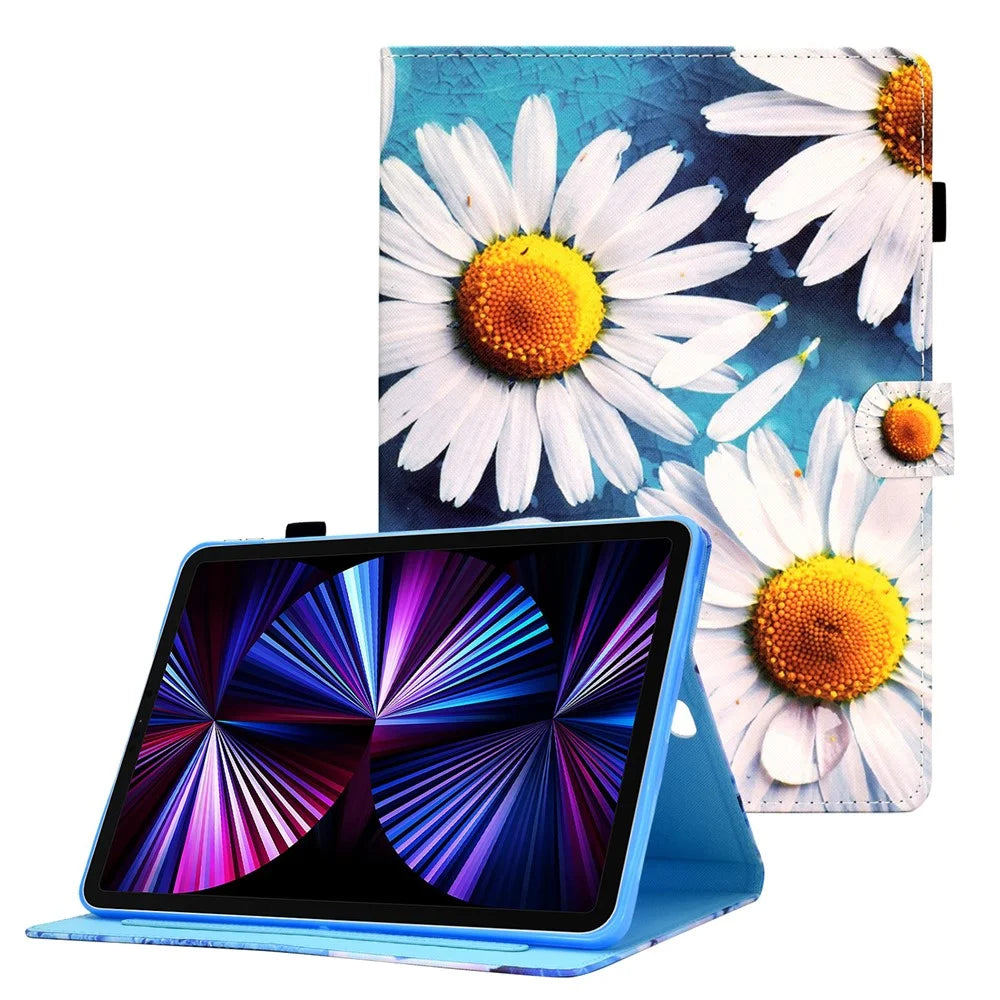 For iPad Air 11 (2026) / (2025) / (2024) / Pro 11 (2022) / (2021) / (2020) / (2018) / Air (2020) (2022) Pattern Printing Leather Stand Tablet Case - Sunflower - 1