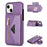 N.BEKUS for iPhone 13 mini 5.4 inch Anti-fall Kickstand Design Snap Button Wallet PU Leather + TPU Phone Case - Purple - 1