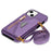 N.BEKUS for iPhone 13 mini 5.4 inch Anti-fall Kickstand Design Snap Button Wallet PU Leather + TPU Phone Case - Purple - 6