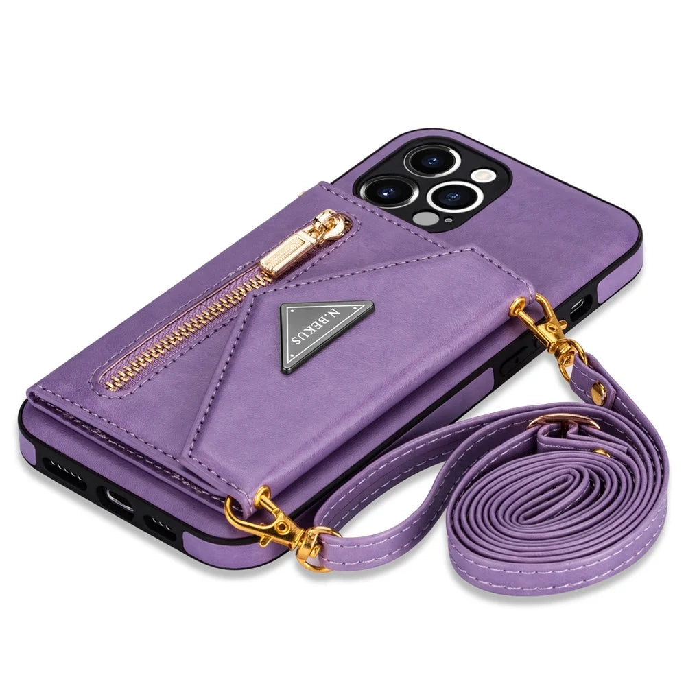 N.BEKUS for iPhone 13 Pro Max 6.7 inch Kickstand Design Snap Button Wallet Scratch-resistant PU Leather + TPU Protective Phone Case - Purple - 6