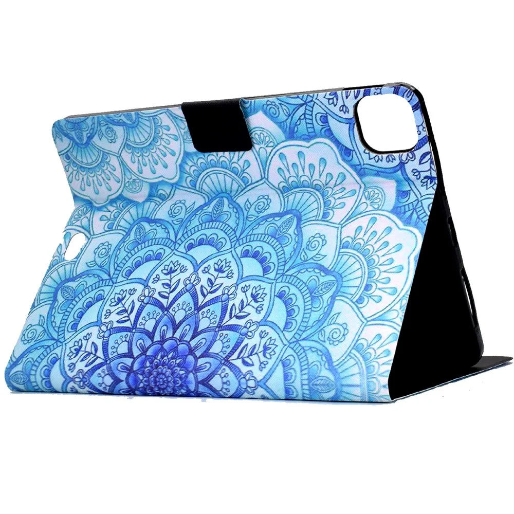 For iPad Air 11 (2026) / (2025) / (2024) / Pro 11 (2022) / (2018) / (2020) / (2021) / Air (2020) / Air (2022) Leather Tablet Case Stand Cover - Mandala Flower - 4