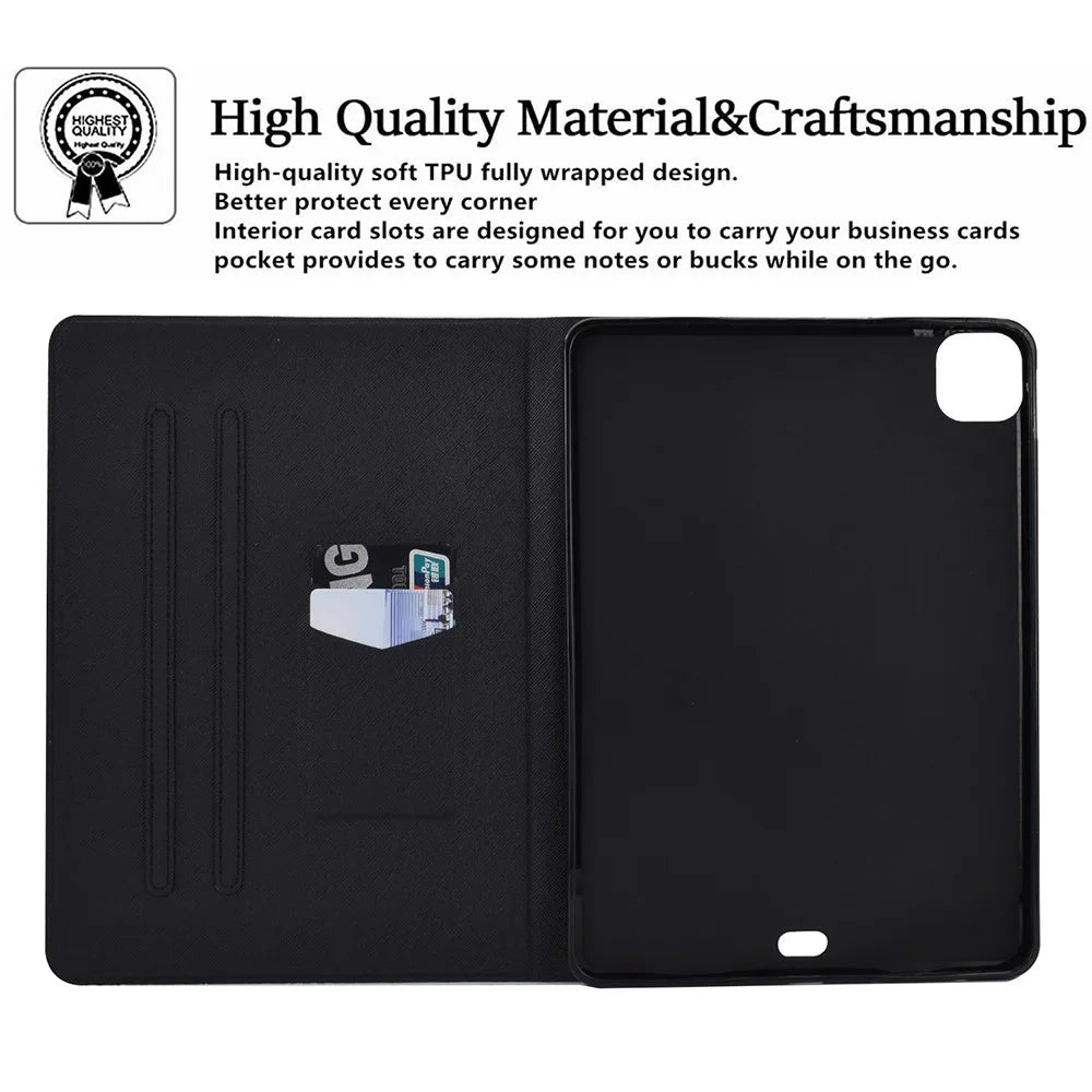For iPad Air 11 (2026) / (2025) / (2024) / Pro 11 (2022) / (2018) / (2020) / (2021) / Air (2020) / Air (2022) Leather Tablet Case Stand Cover - Mandala Flower - 5