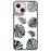 For iPhone 13 6.1 inch Case, Pattern Design Hard Tempered Glass+PC Back TPU Frame Shockproof Cover - Leaves - 1