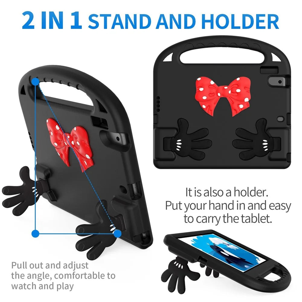 For iPad 9.7-inch (2017) / (2018) / Pro 9.7-inch (2016) / Air (2013) / Air 2 EVA Tablet Case Palm Shape Kickstand Hand-Held Grip Cover - Black - 2