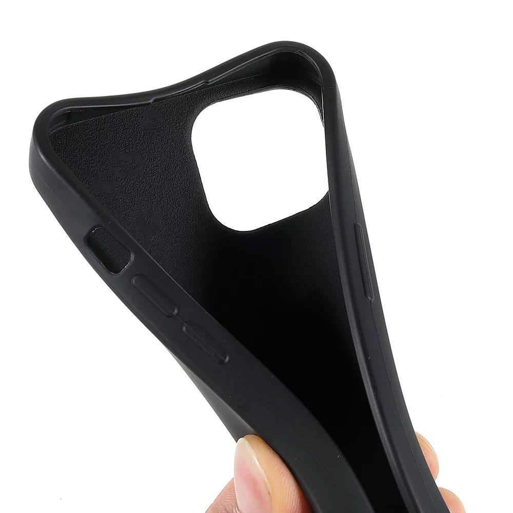 For iPhone 13 6.1 inch Soft TPU Matte Finish Protective Cell Phone Back Cover with Shoulder Strap - Black - 5