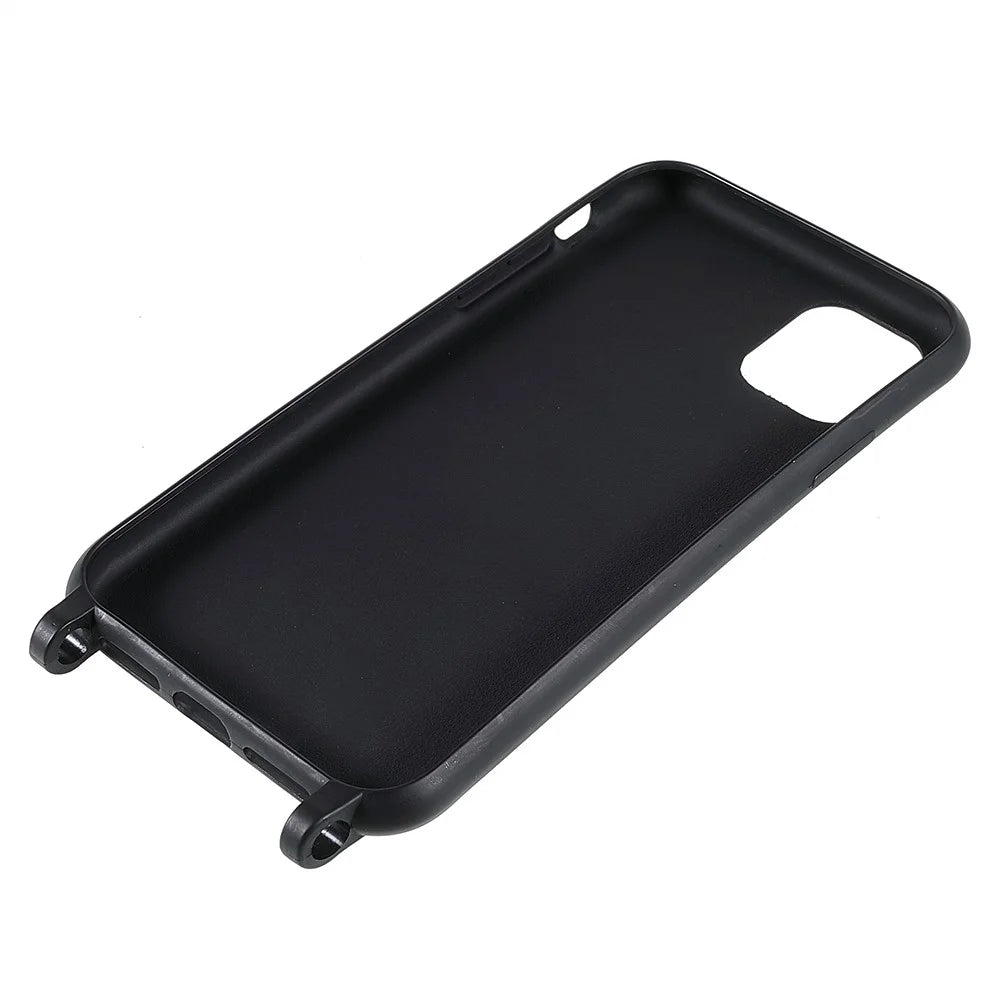 For iPhone 11 6.1 inch Slim Matte Cell Phone Case Drop Shockproof TPU Back Cover with Shoulder Strap - Black - 4